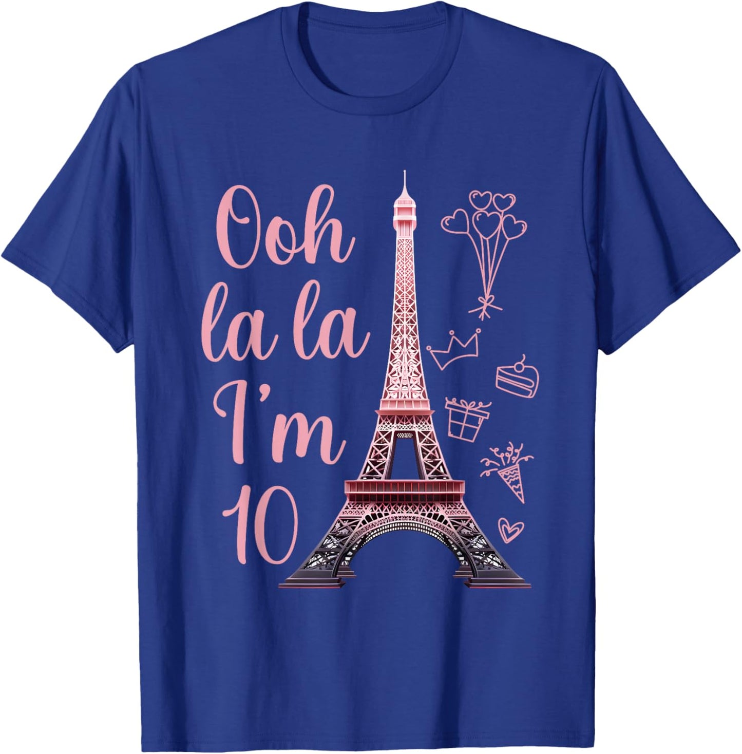 Paris 10th Birthday Eiffel Tower 10 Years Old Cute Girl T-Shirt - T-Shirt | Royal