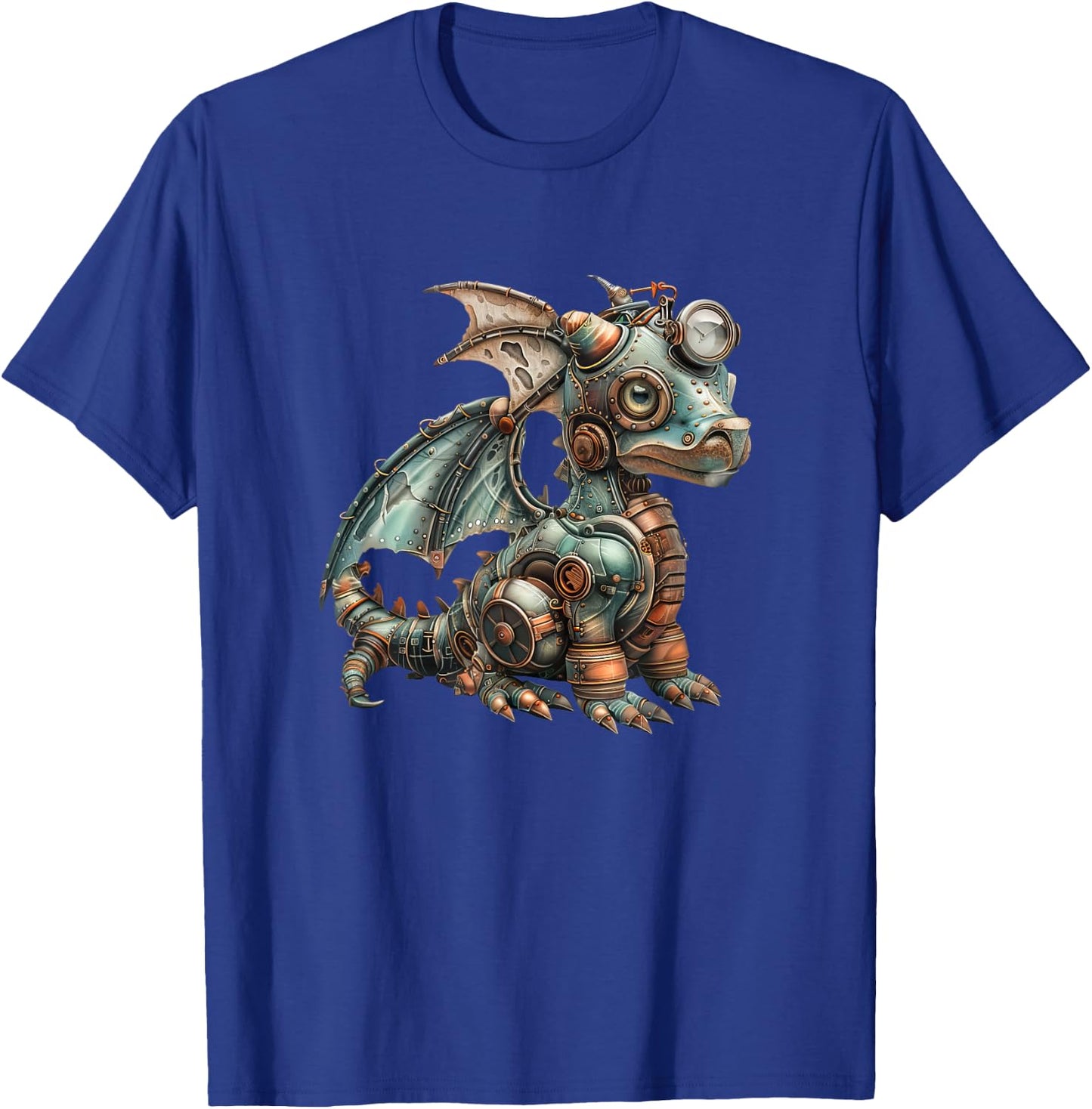 Dragon Steampunk Vintage Art Men Women Children Retro T-Shirt - T-Shirt | Royal