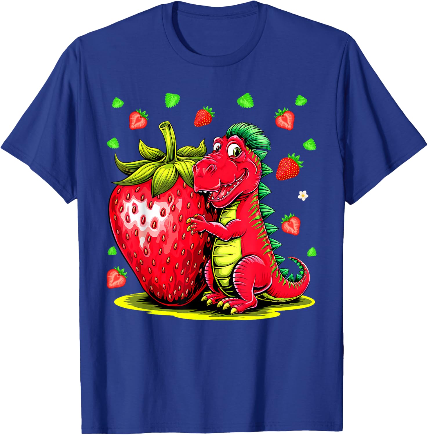 Cute Strawberry Summer Fruit Lover Dinosaur T Rex Boys Girls T-Shirt - T-Shirt | Royal