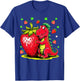 Cute Strawberry Summer Fruit Lover Dinosaur T Rex Boys Girls T-Shirt - T-Shirt | Royal