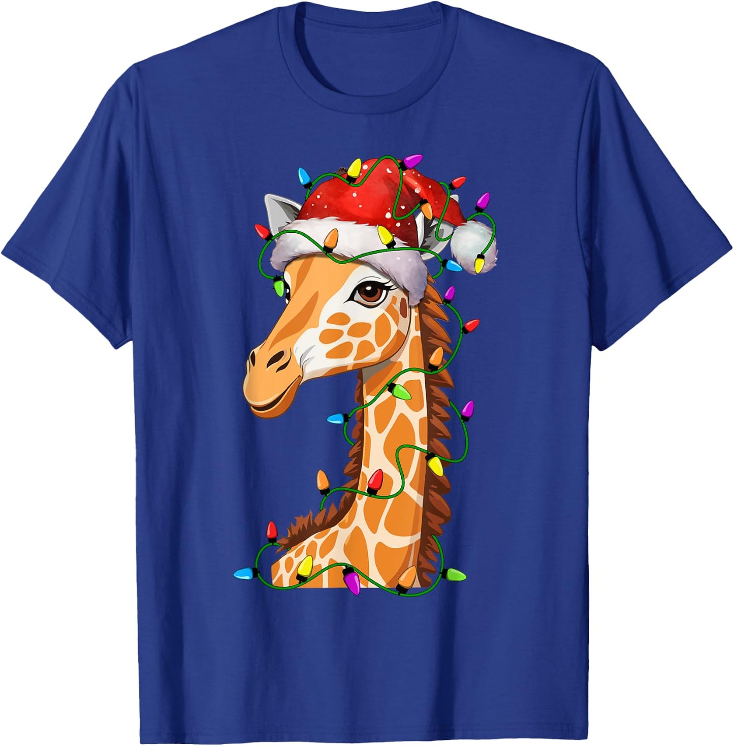 Giraffe Santa Christmas Tree Lighting Xmas Funny T-Shirt - T-Shirt | Royal