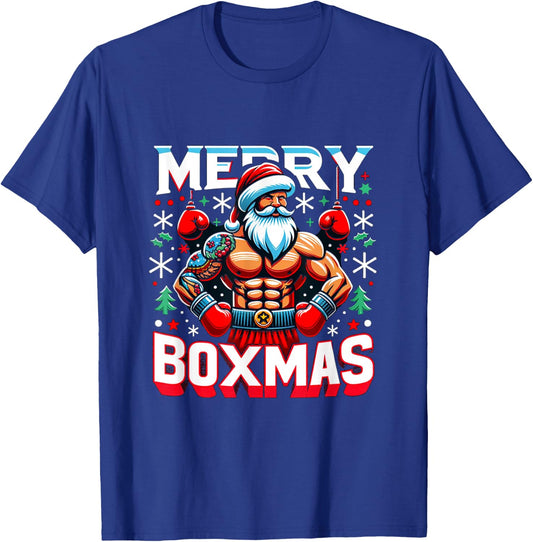 Merry Boxmas Boxer Christmas Santa Boxing Xmas T-Shirt - T-Shirt | Royal