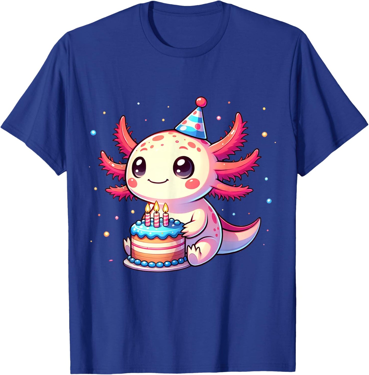 Funny Axolotl Birthday Party Design For Axolotl Lover T-Shirt - T-Shirt | Royal