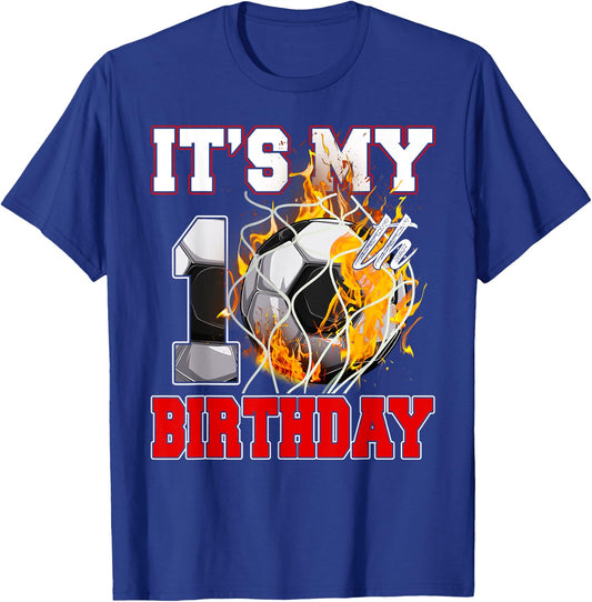 Funny It's My 10th Birthday 10 Years Old Soccer Ball Boys T-Shirt - T-Shirt | Royal