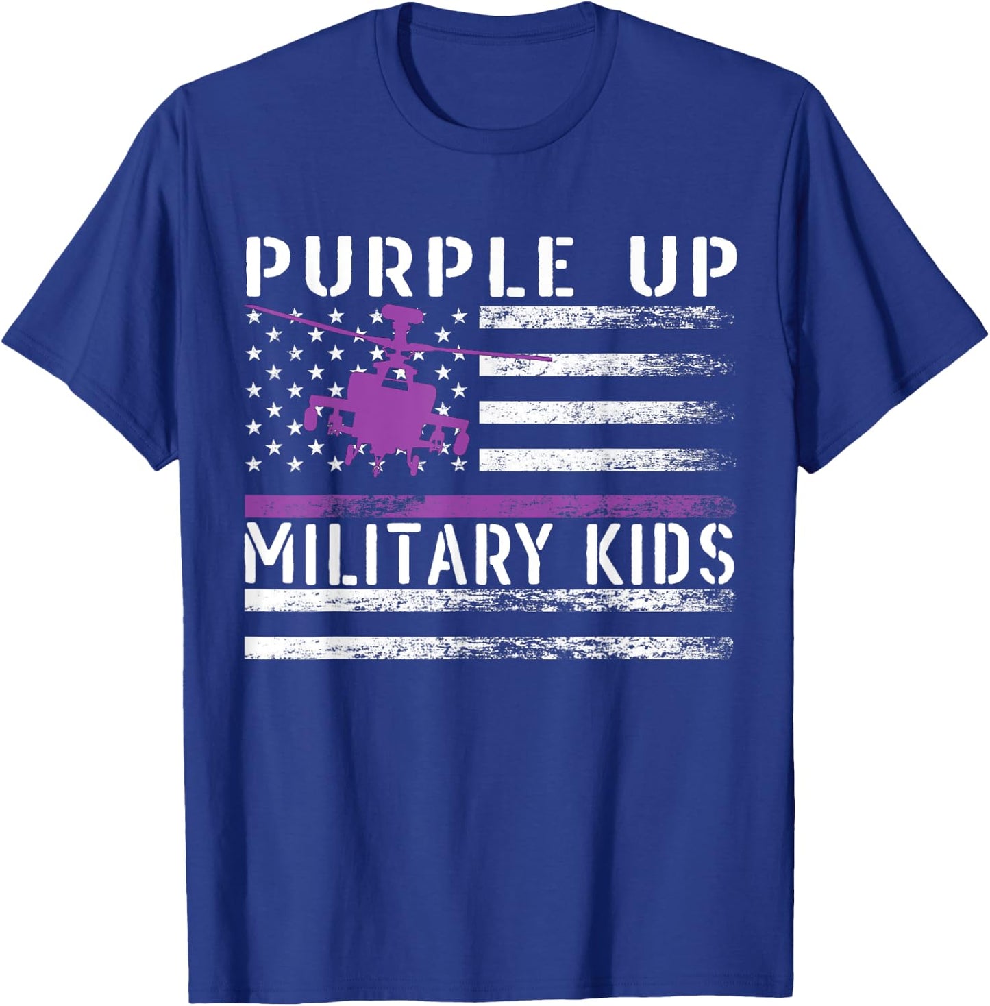 Purple Up Military Kids Helicopter Pilot Military Child Flag T-Shirt - T-Shirt | Royal