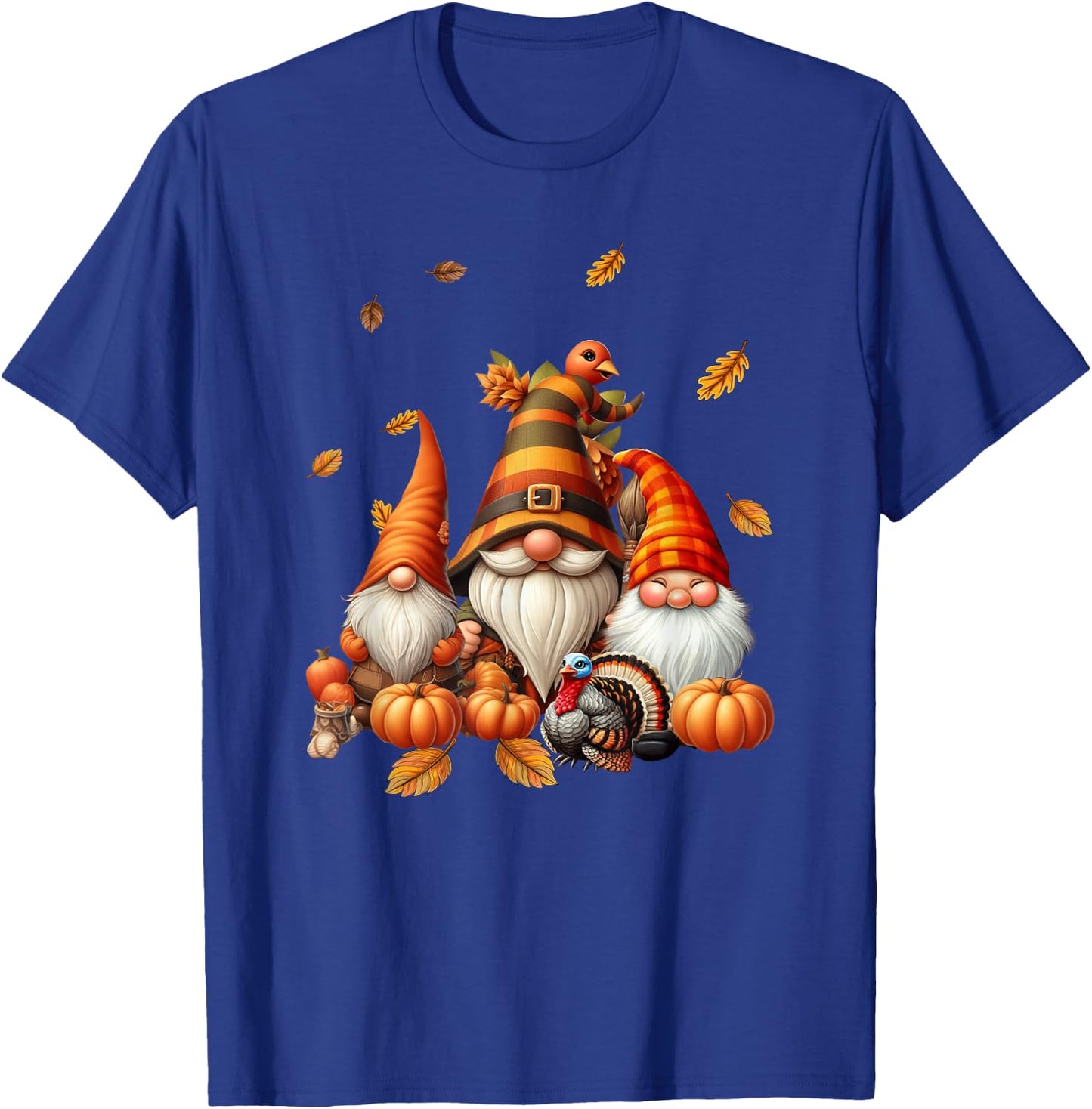 Fall Gnome Pumpkin Leaf Turkey Thanksgiving Autumn Gnomes T-Shirt - T-Shirt | Royal