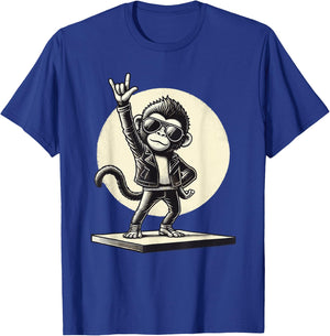 Rock Music, Funny Monkey, Rocker & Rock Hand, Heavy Metal T-Shirt - T-Shirt | Royal