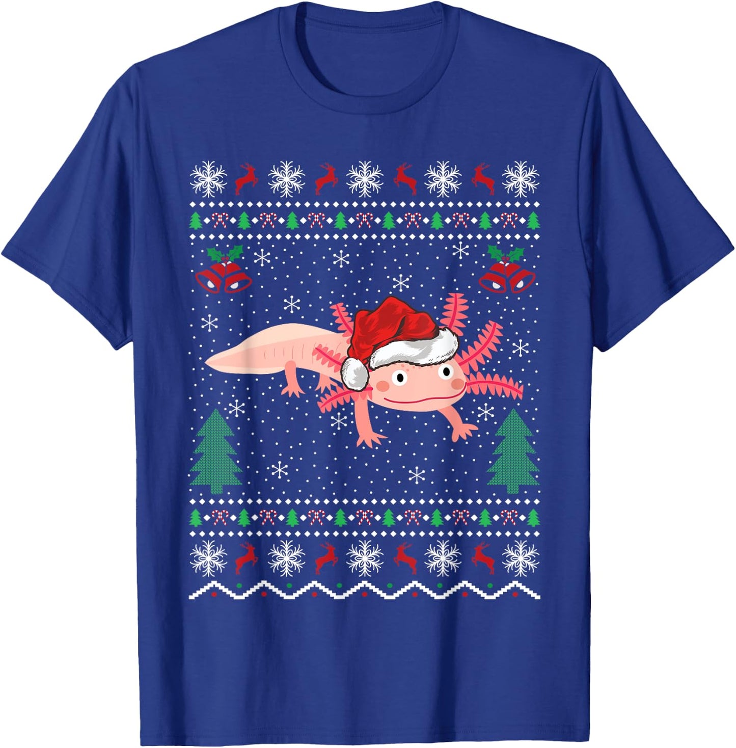 Axolotl Lover Xmas Ugly Santa Hat Axolotl Christmas T-Shirt - T-Shirt | Royal