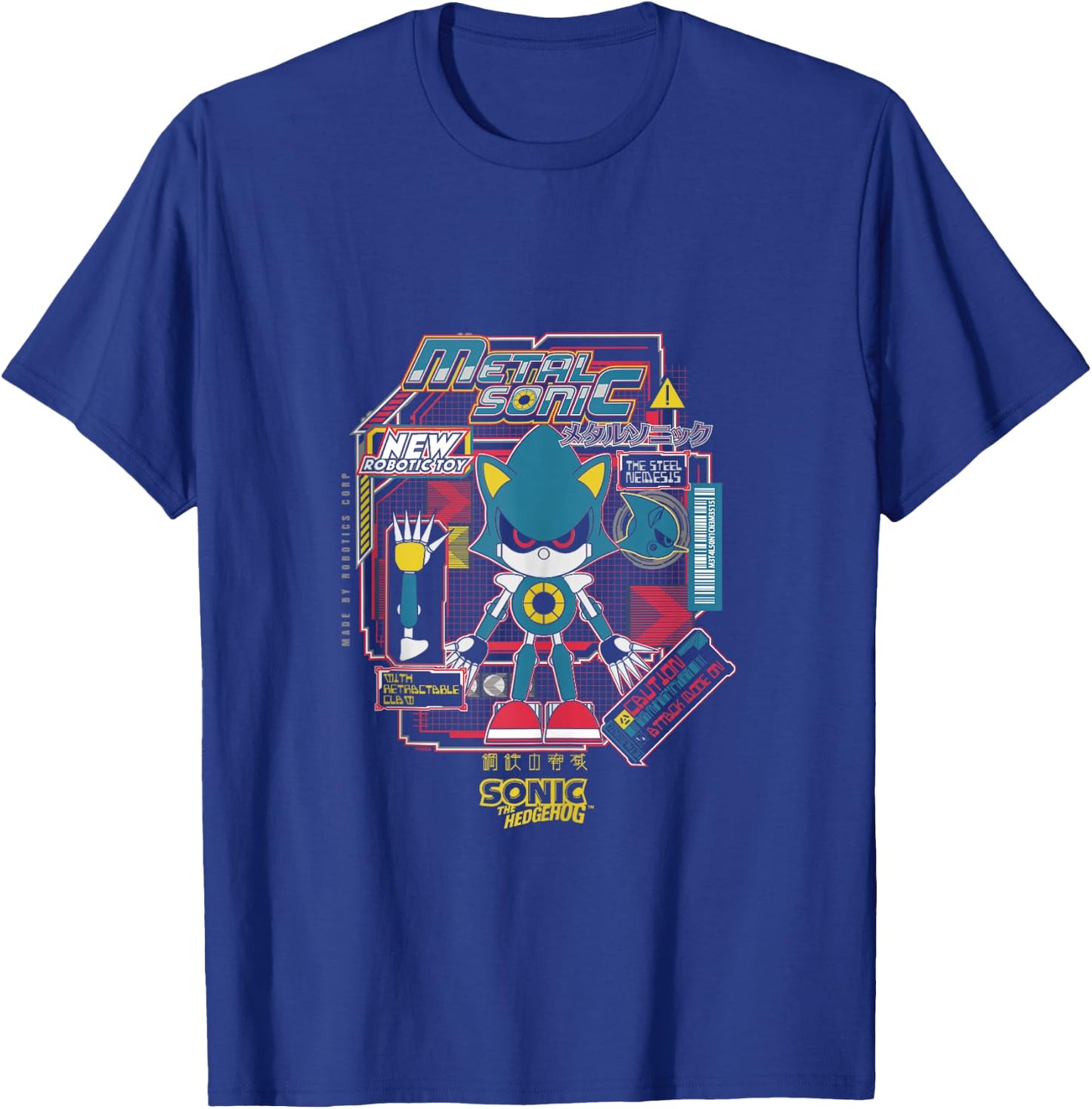 Sonic The Hedgehog Metal Sonic Vintage Kanji Poster T-Shirt - T-Shirt | Royal
