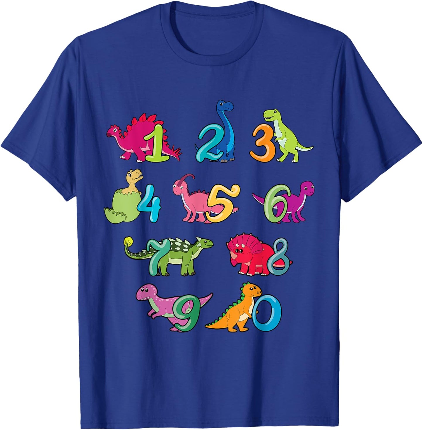 Dinosaurs Kawaii Cute Numbers Love Maths Day Numbers Day T-Shirt - T-Shirt | Royal