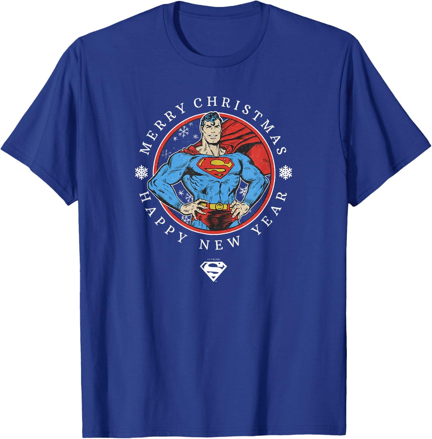 DC Comics Christmas New Year Superman Circle Stance T-Shirt - T-Shirt | Royal