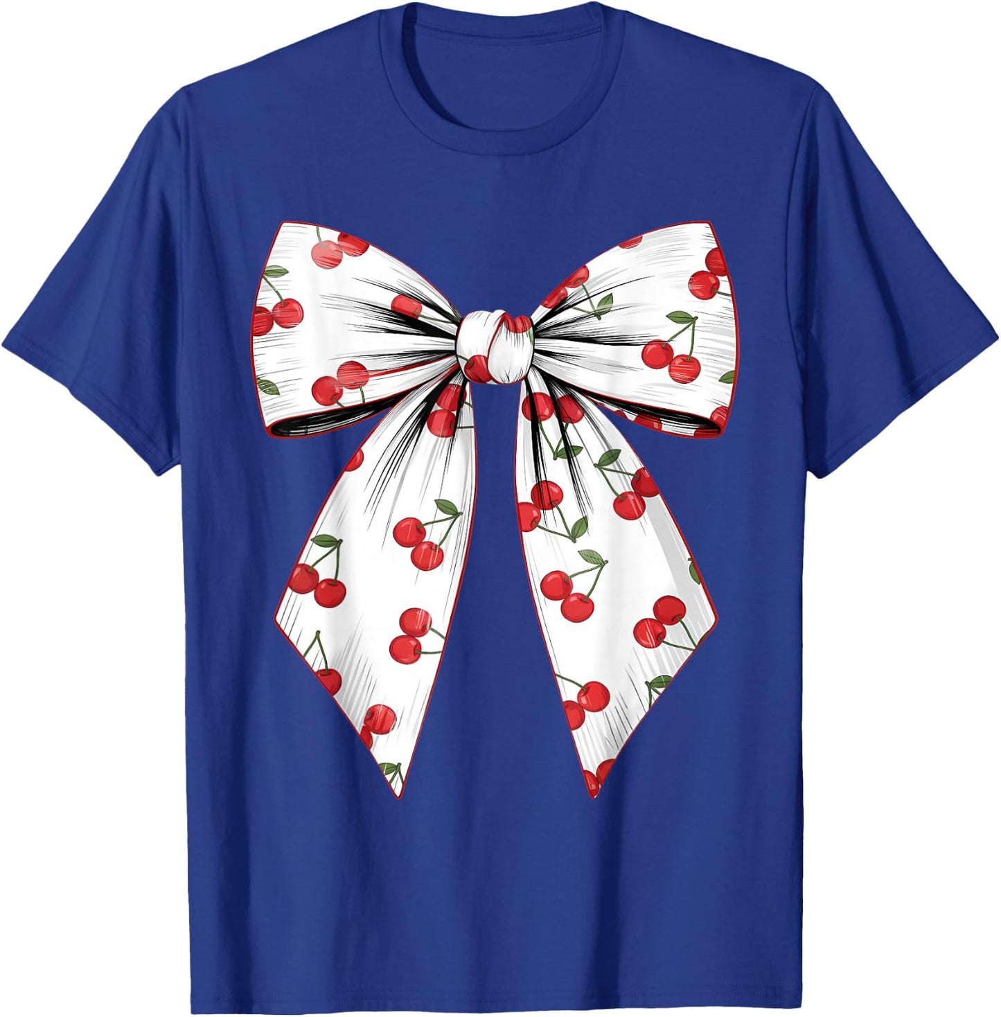 Cherry Coquette Bow Red Cherry Pattern T-Shirt - T-Shirt | Royal