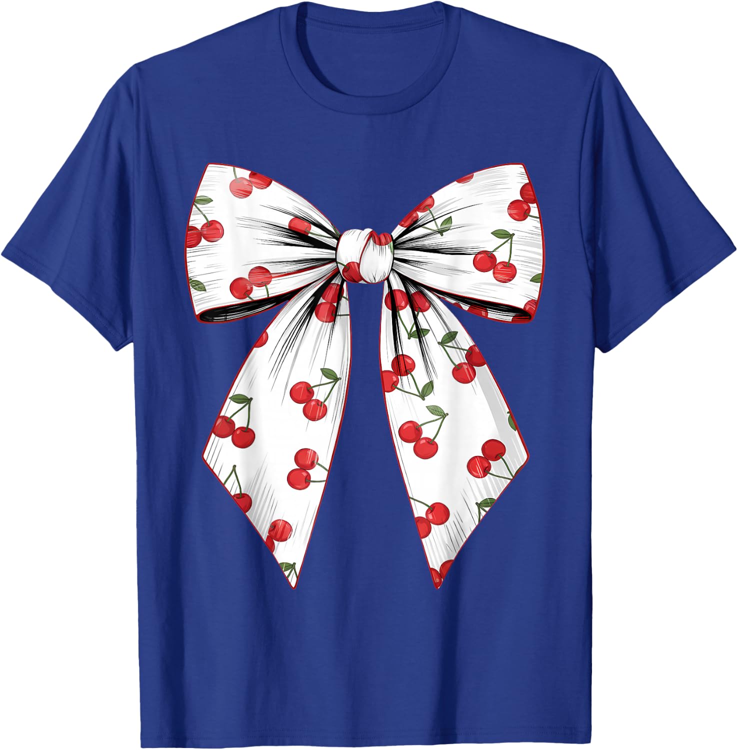 Cherry Coquette Bow Red Cherry Pattern T-Shirt - T-Shirt | Royal