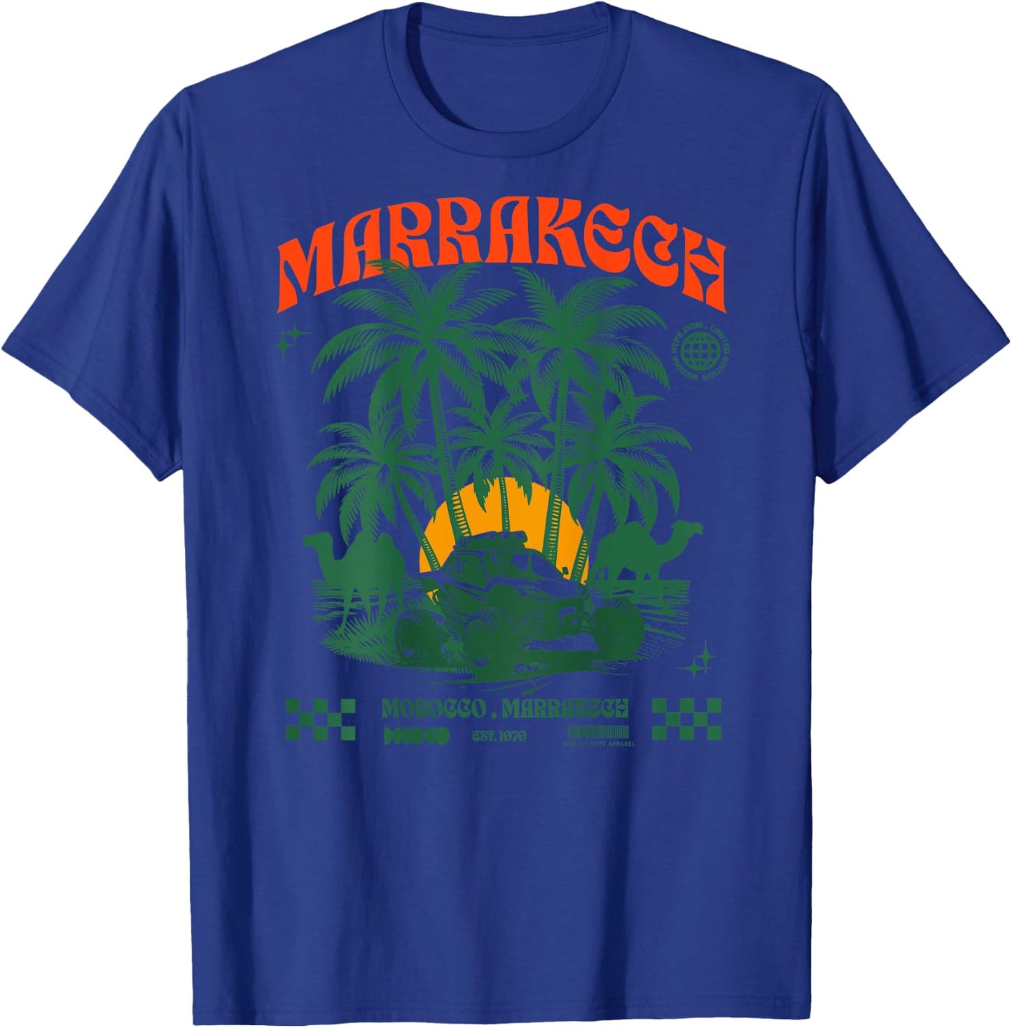 Marrakech Sunset Palm Trees Camel Morocco Lovers T-Shirt - T-Shirt | Royal