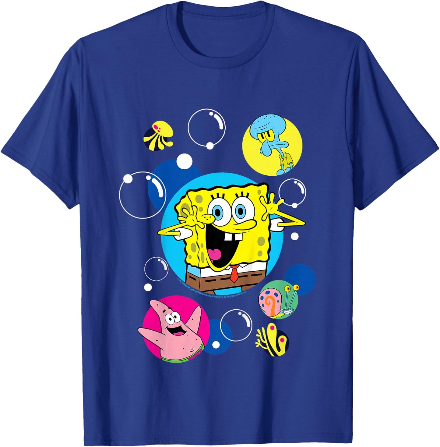 Spongebob Squarepants And Co In Bubbles Kids , Black, 2 T-Shirt - T-Shirt | Royal