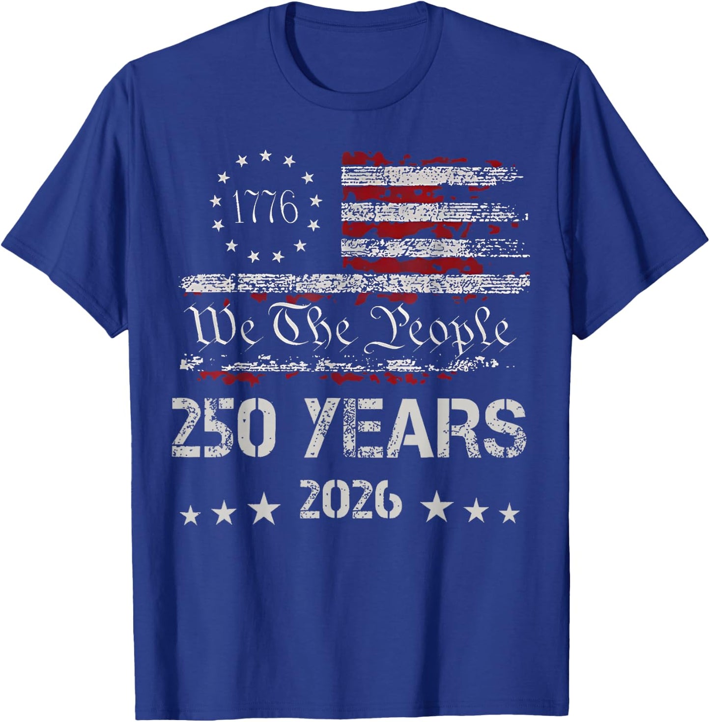 Vintage 250 Years Anniversary USA Flag 4th of July 1776-2026 T-Shirt - T-Shirt | Royal