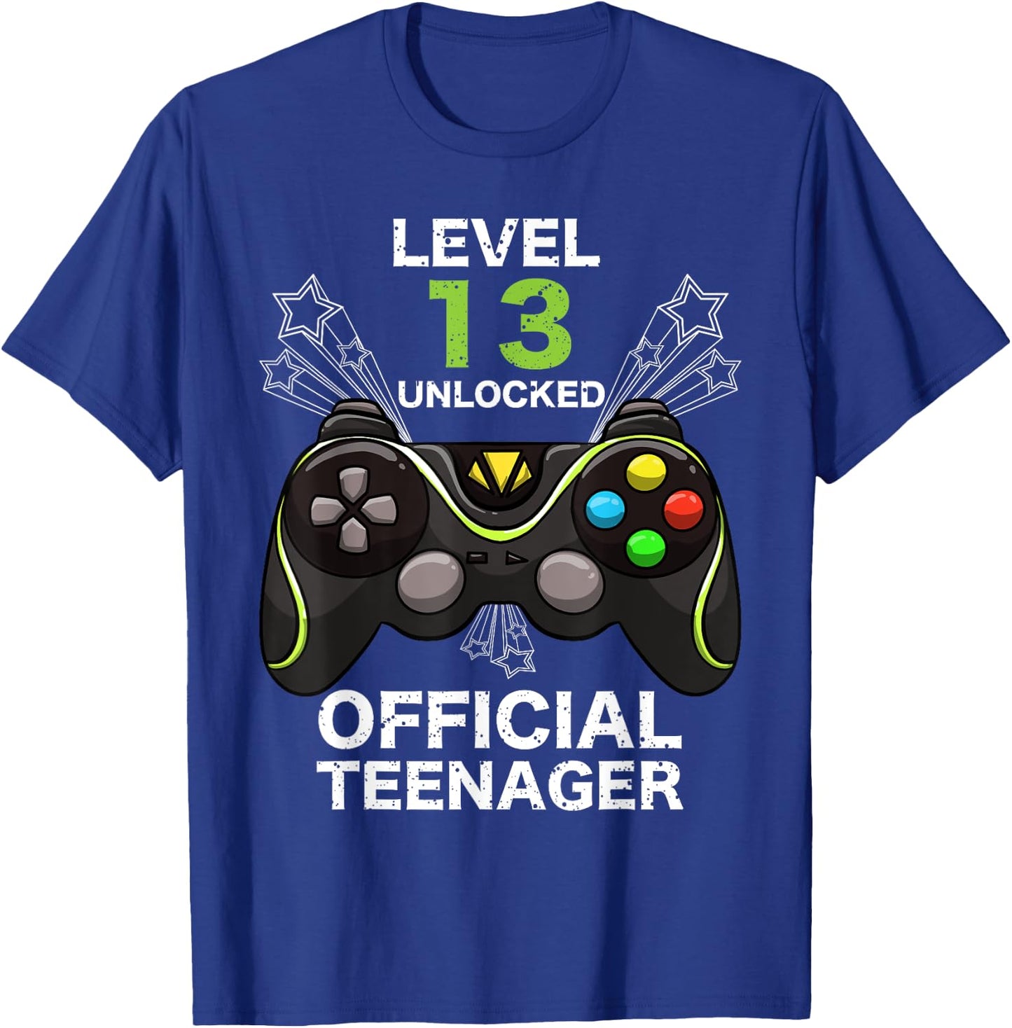 Funny Level 13 Unlocked Official Teenager Cool Birthday Gift T-Shirt - T-Shirt | Royal