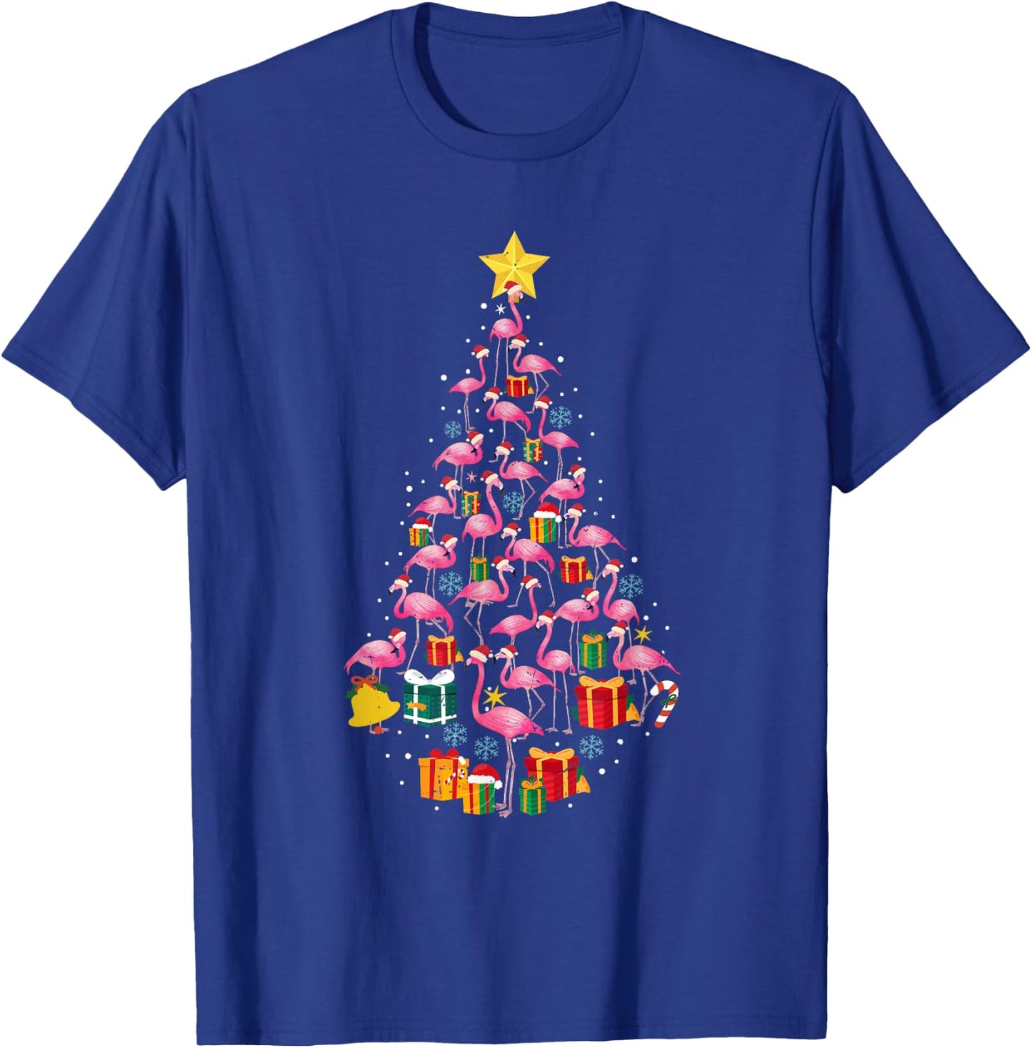 Pink Flamingo Santa Merry Christmas Tree Lights Girls T-Shirt - T-Shirt | Royal