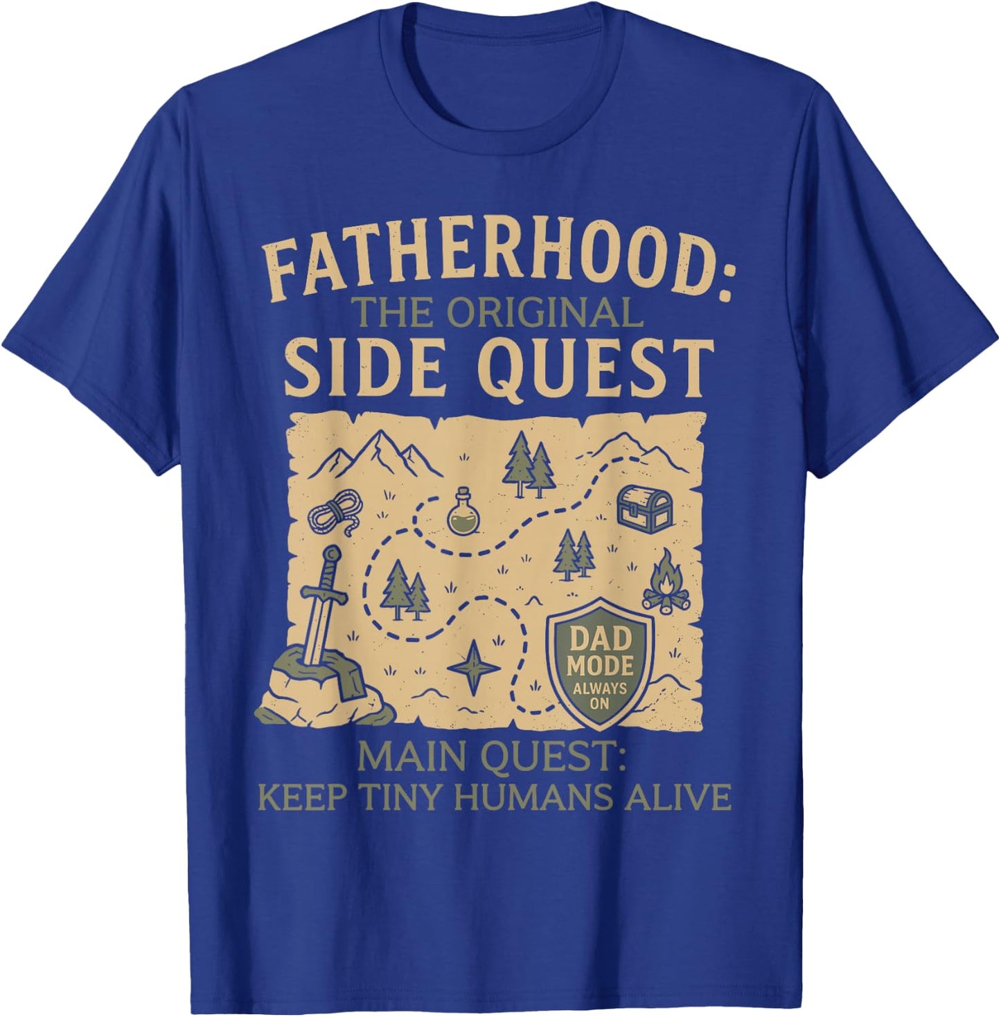 Funny Gamer Dad Fatherhood Side Quest Father's Day RPG Dad T-Shirt - T-Shirt | Royal