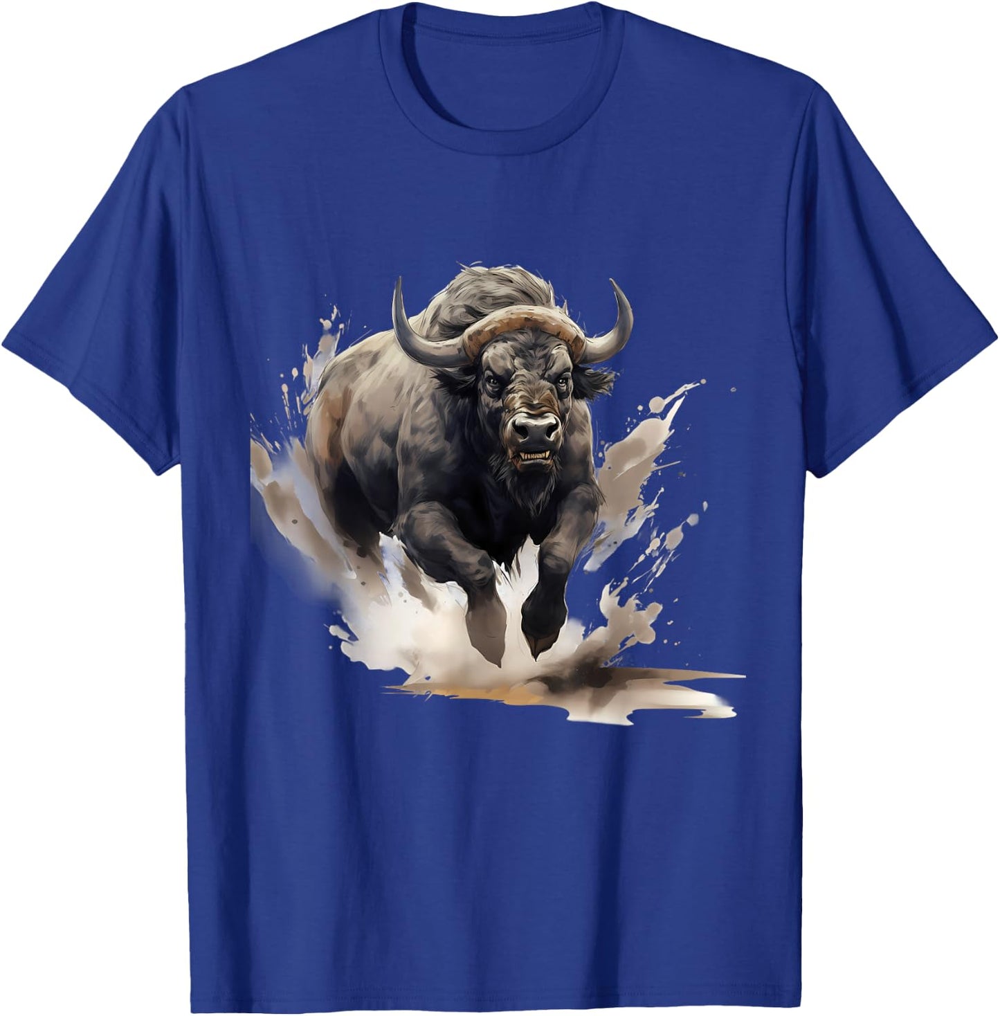 Buffalo Wildlife Safari Splash Bison Animal Art Nature Motif T-Shirt - T-Shirt | Royal