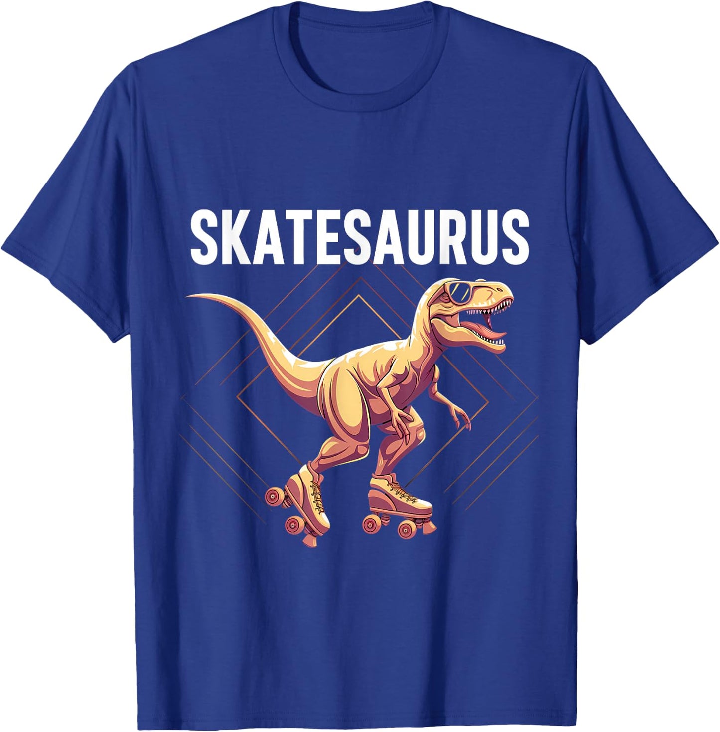 Skate Dinosaur Roller Skating T-Rex Dino Funny Roller Skater T-Shirt - T-Shirt | Royal