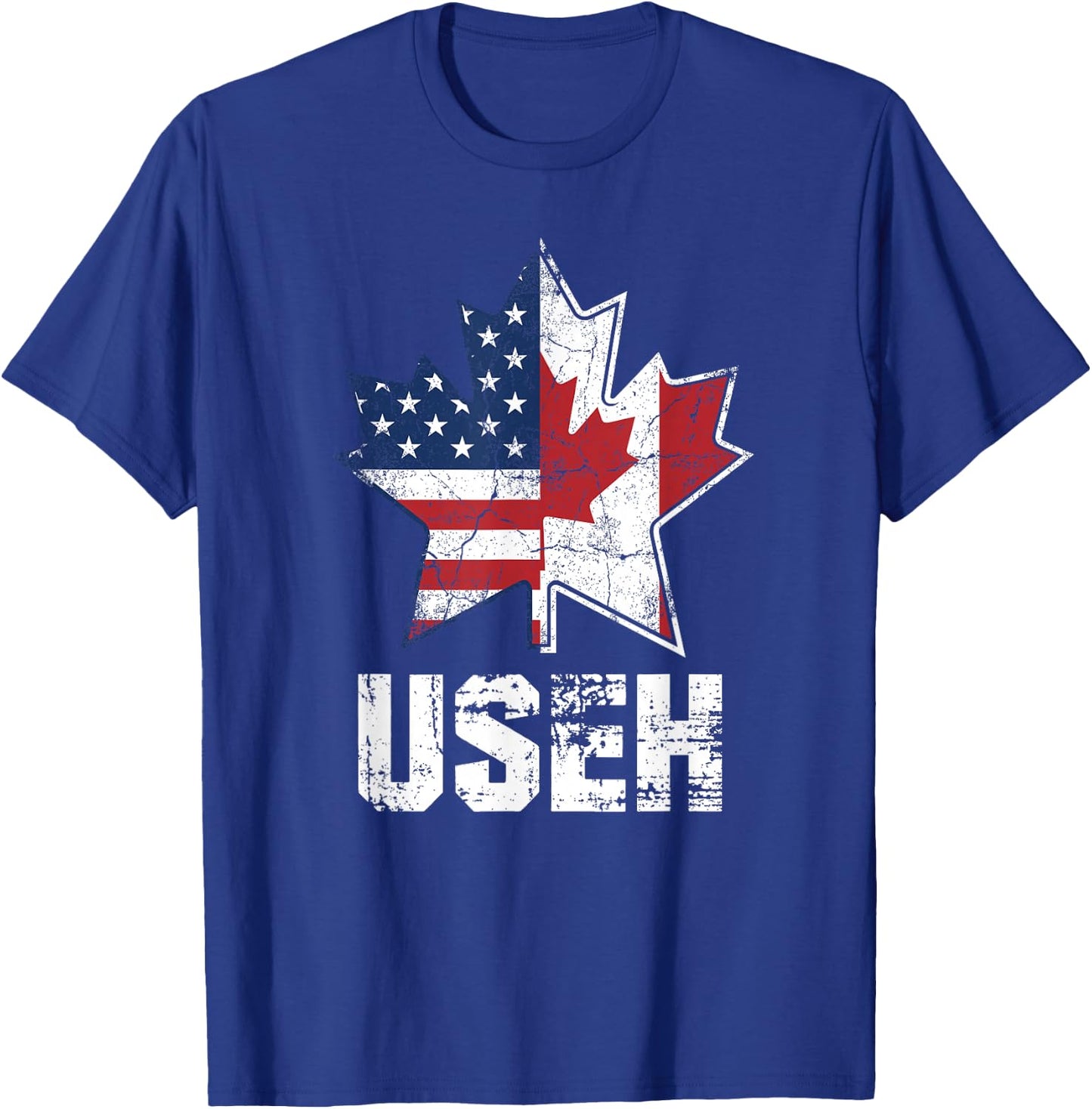 USEH Canadian American Maple Leaf Flag Patriotic T-Shirt - T-Shirt | Royal