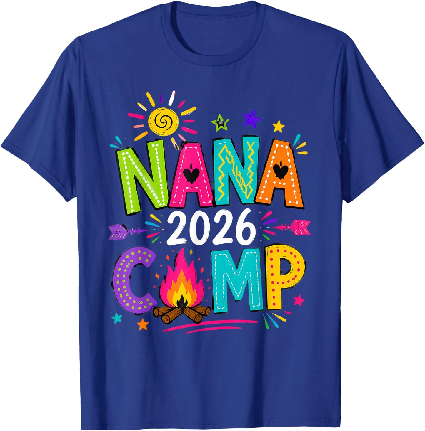 Nana Camp 2026 Family Summer Vacation Camping Crew Kids T-Shirt - T-Shirt | Royal
