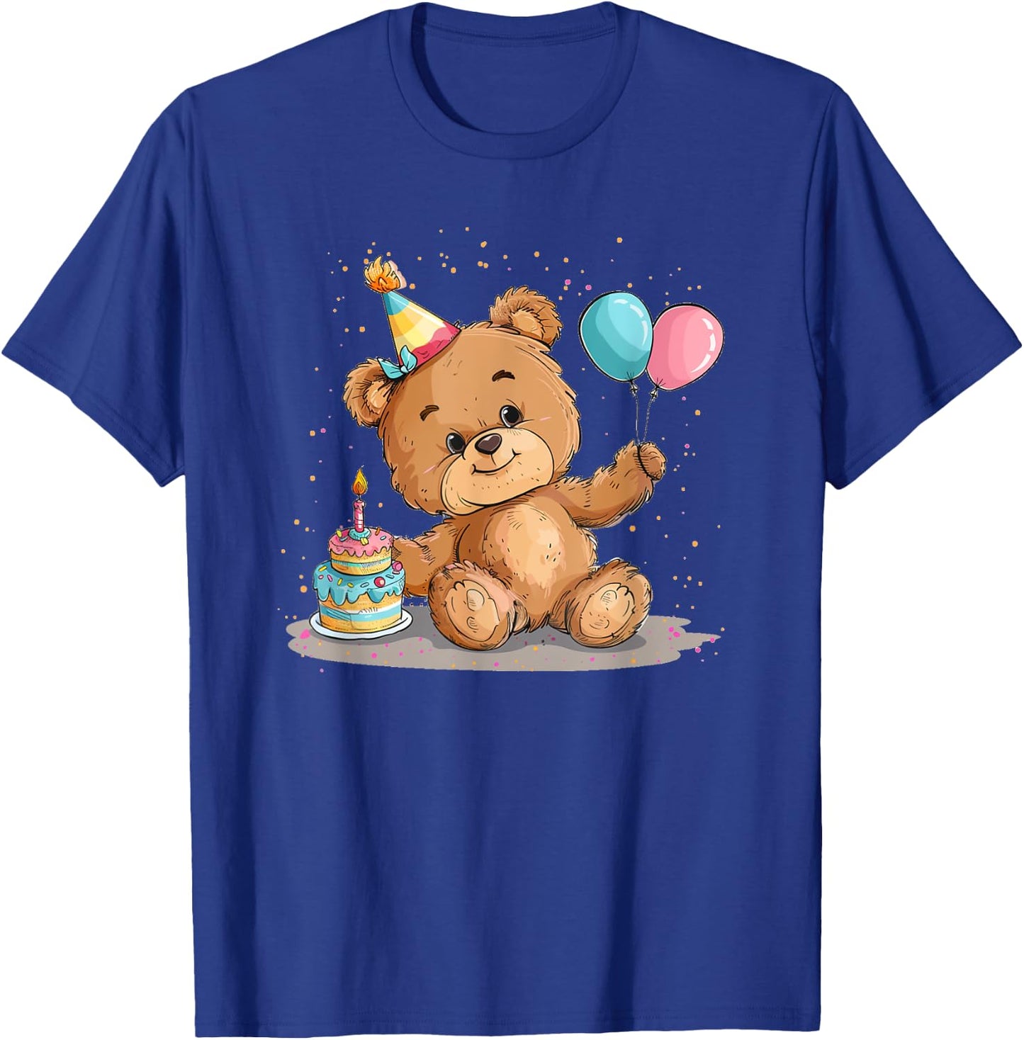 Pretty Teddy Bear with Party Hat and Birthday Balloons T-Shirt - T-Shirt | Royal