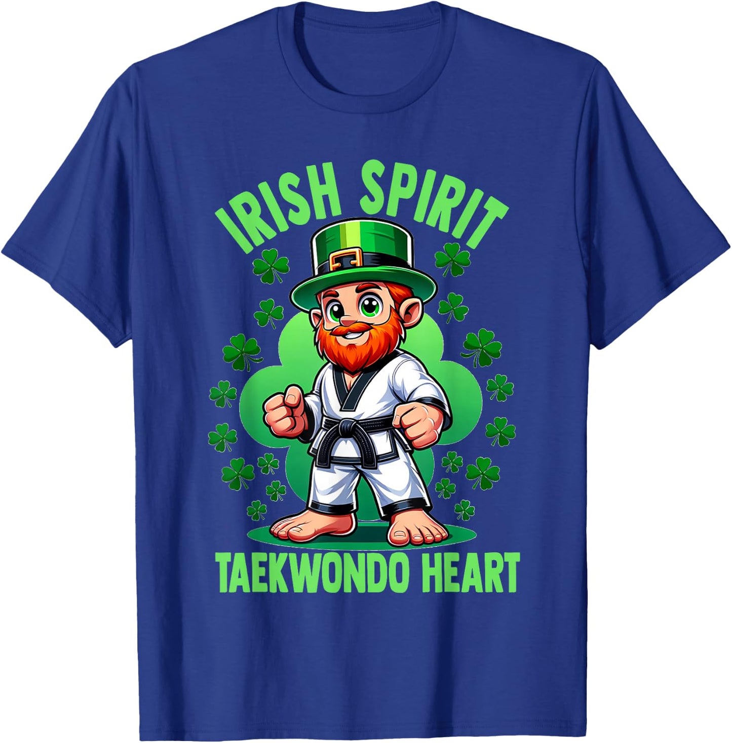 St Patricks Day Martial Arts Irish Spirit Taekwondo Heart T-Shirt - T-Shirt | Royal
