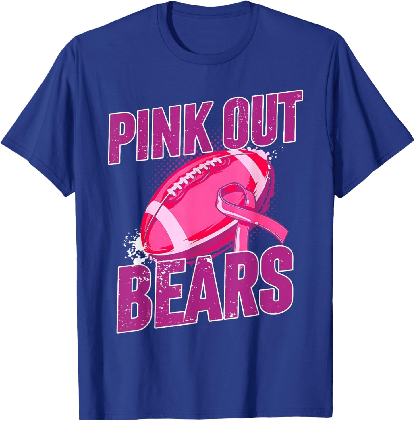 Bears Pink Out Football Tackle Breast Cancer T-Shirt - T-Shirt | Royal