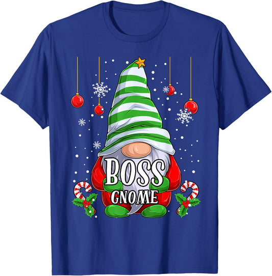 Boss Gnome christmas pajamas matching family group T-Shirt - T-Shirt | Royal