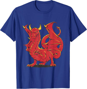 Cool Red Fire Dragon Fantasy Artwork Graphic T-Shirt - T-Shirt | Royal