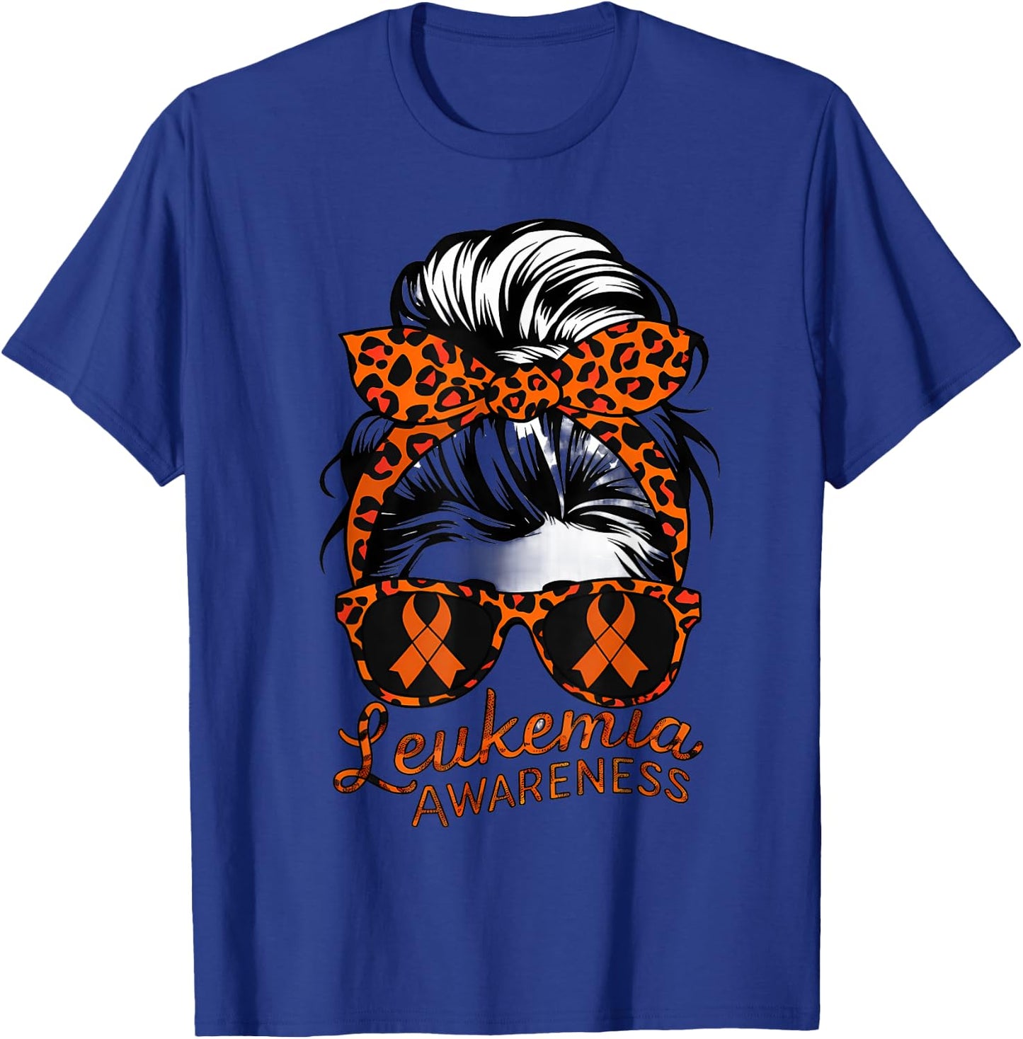 Leukemia Cancer Awareness Girl Head Scarf Orange Ribbon T-Shirt - T-Shirt | Royal
