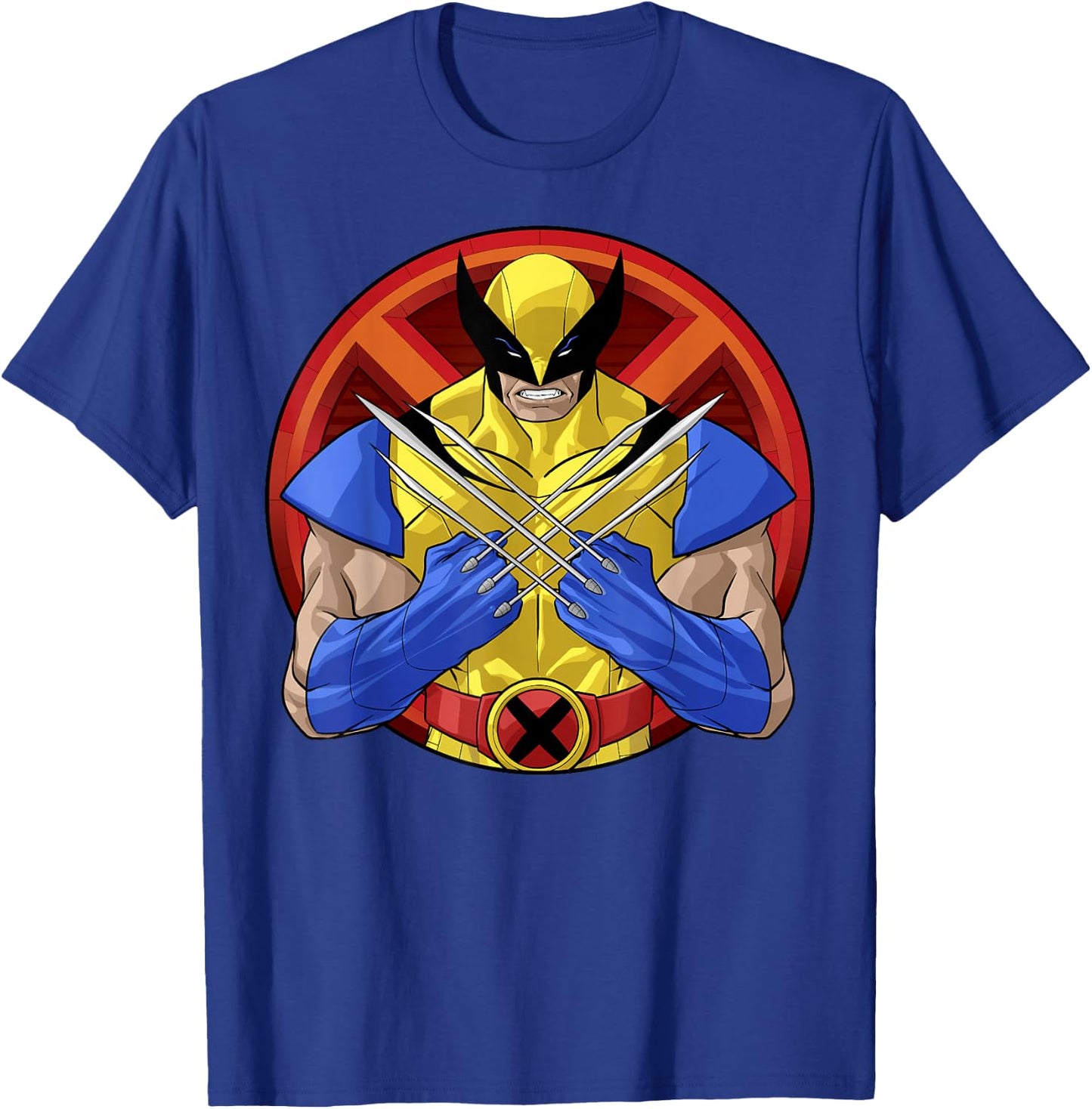 Marvel X-Men Wolverine Classic Claw Cross Portrait T-Shirt - T-Shirt | Royal