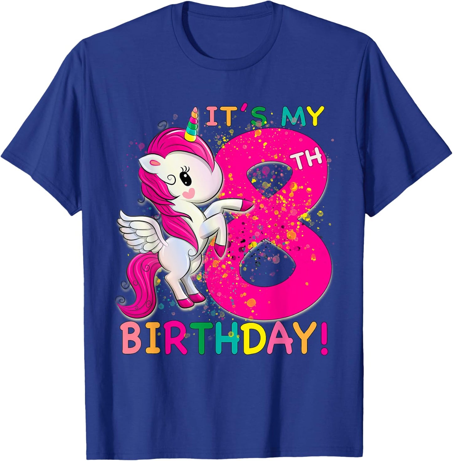 Kids Its My 8th Birthday Unicorn 8 year old Birthday girl T-Shirt - T-Shirt | Royal