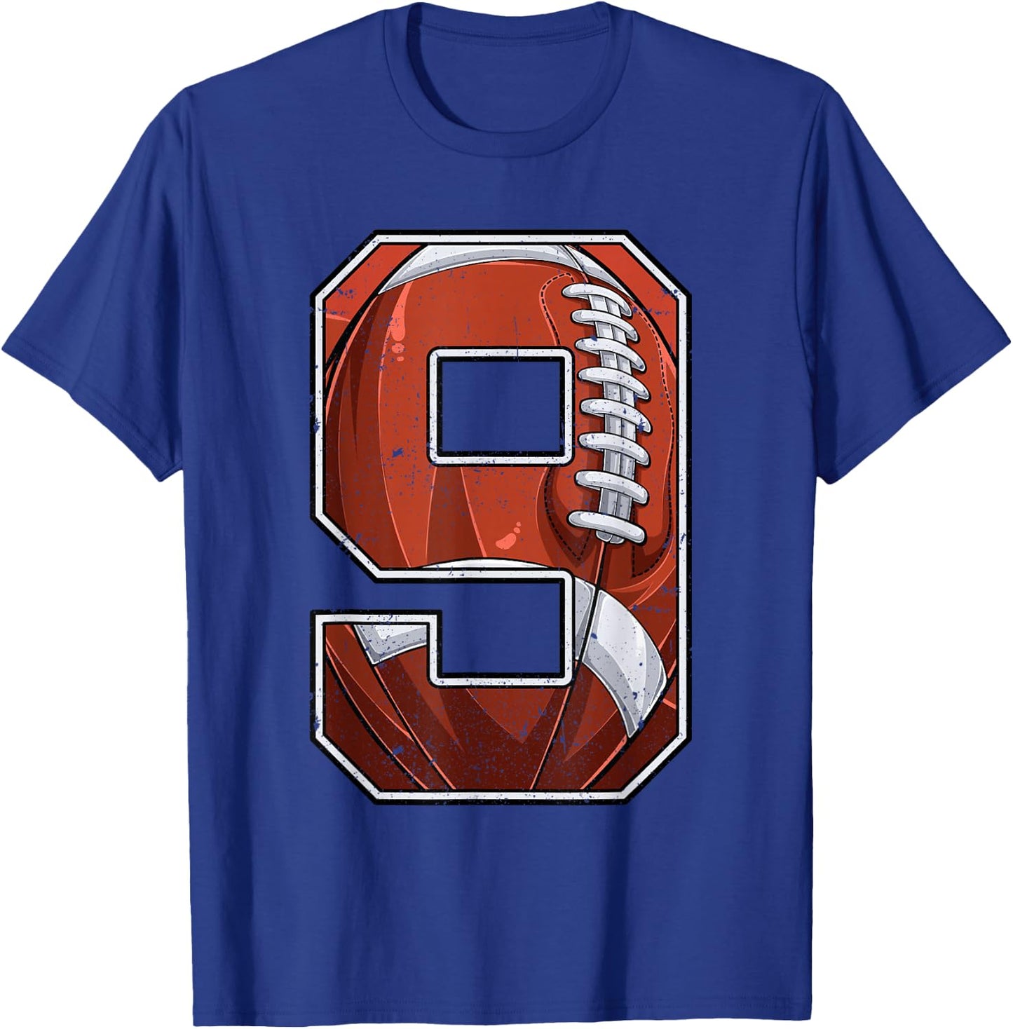 Football Ninth 9th Birthday Boy Nine 9 Years Old Bday Kids T-Shirt - T-Shirt | Royal