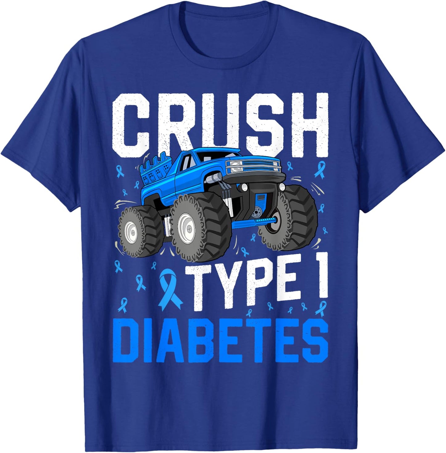 Crush Type 1 Diabetes Awareness Monster Truck Boys Kids T-Shirt - T-Shirt | Royal