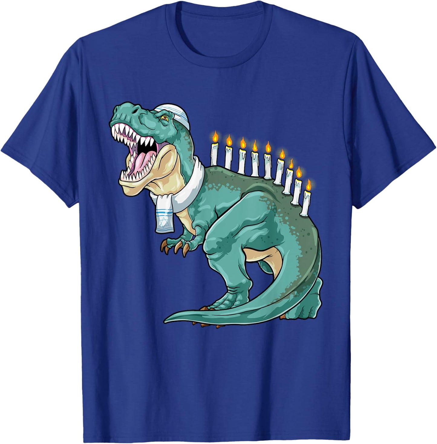 Menorasaurus Rex Hanukkah Shirt Jewish Dinosaur Menorah T-Shirt - T-Shirt | Royal