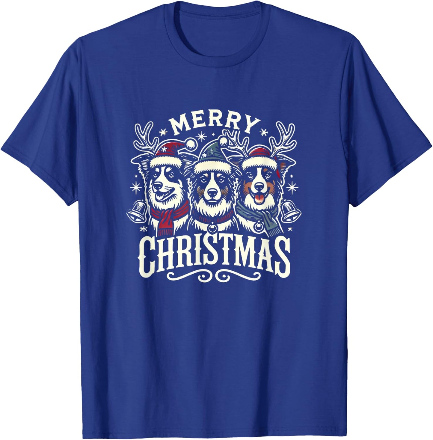 Christmas Australian Shepherd Santa Hat Aussie Christmas T-Shirt - T-Shirt | Royal