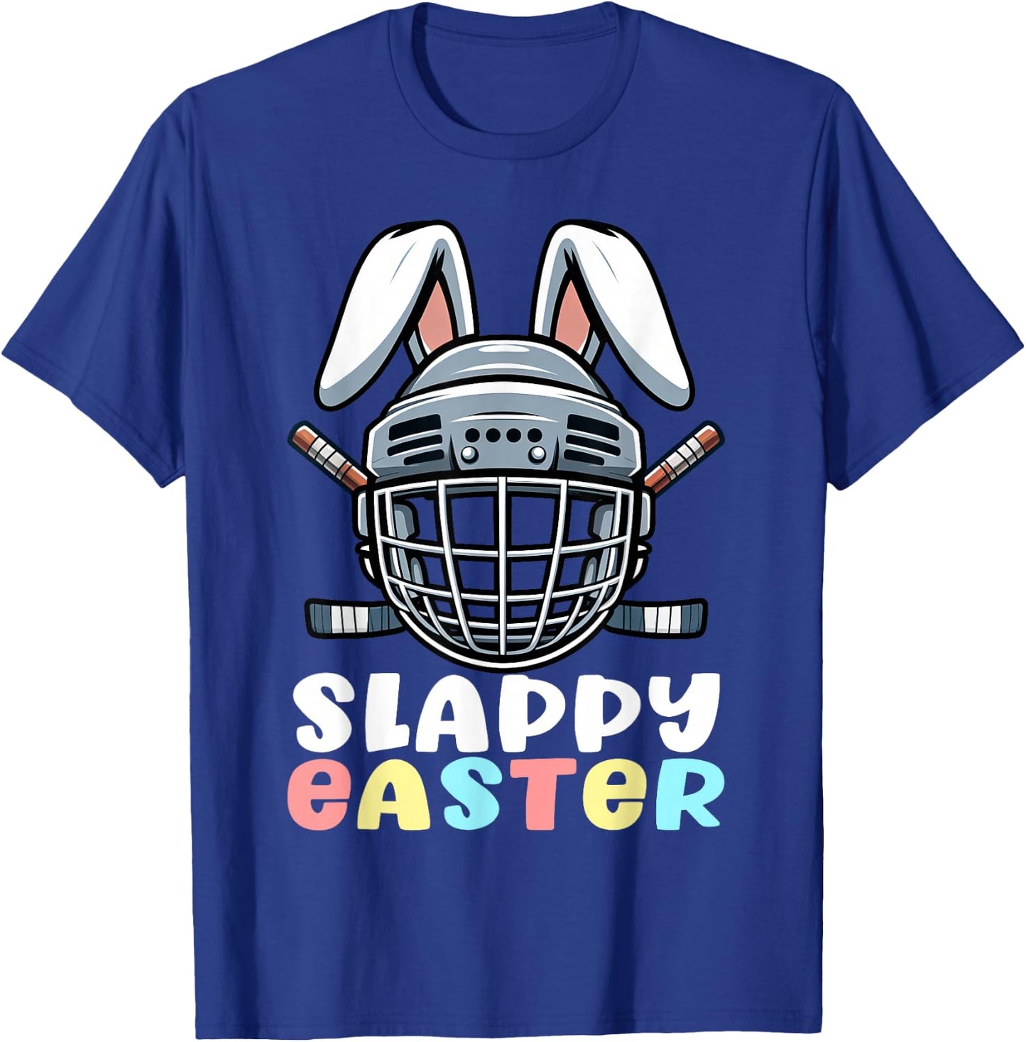 Easter Hockey Bunny Goalie Mask Easter Day Men Women Kids T-Shirt - T-Shirt | Royal