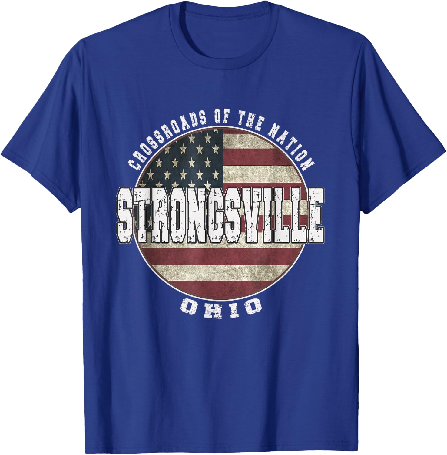 Strongsville Ohio, Vintage American Flag T-Shirt - T-Shirt | Royal