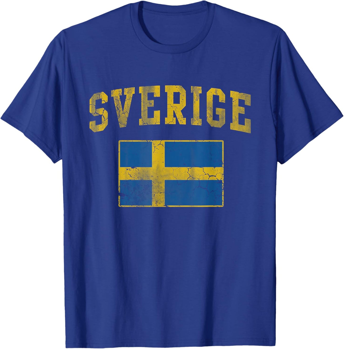 Vintage Sverige Sweden Flag Vintage Fade Men Women Kids T-Shirt - T-Shirt | Royal