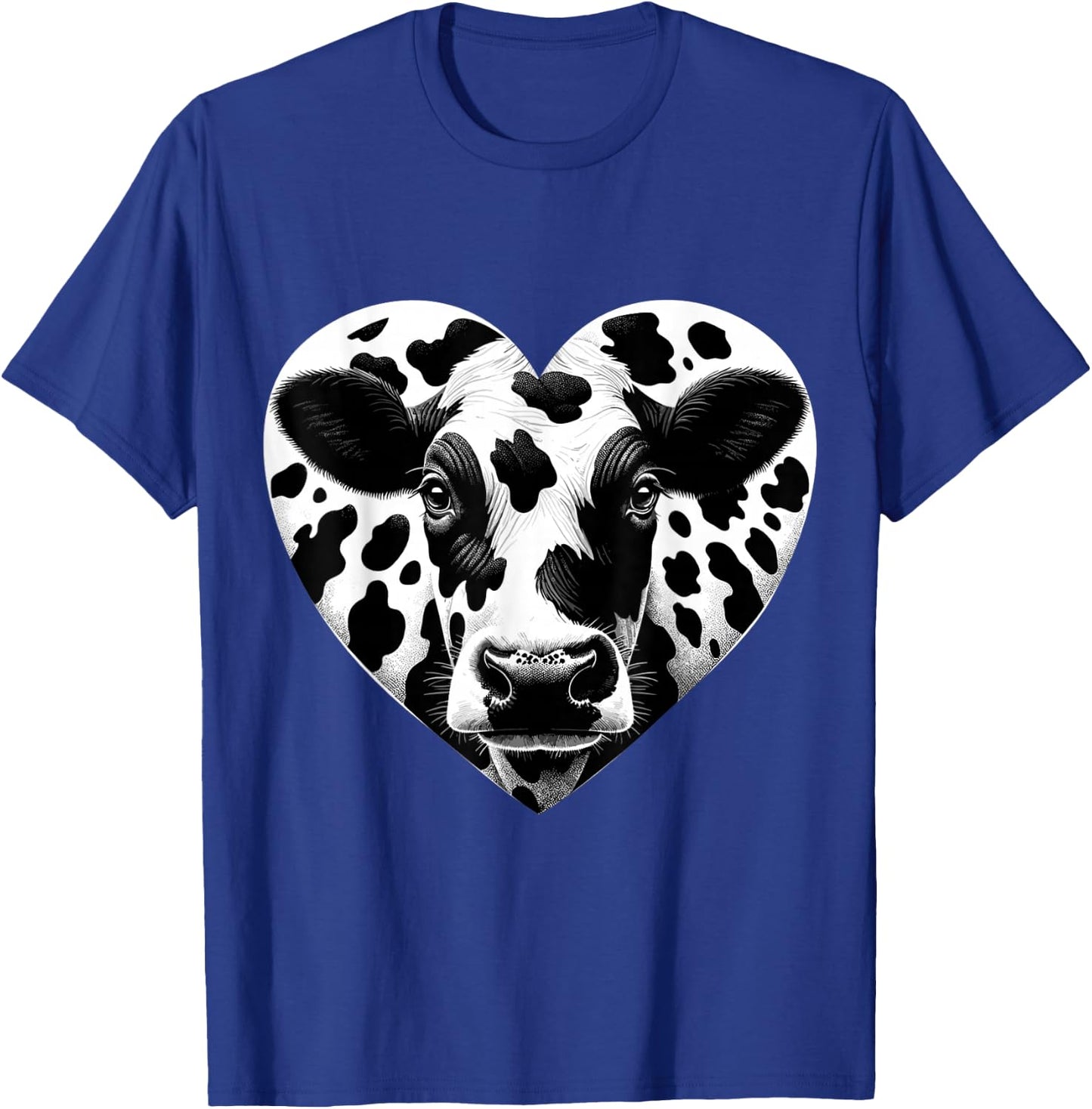 Cow Print Heart Cow Farmer Girl T-Shirt - T-Shirt | Royal