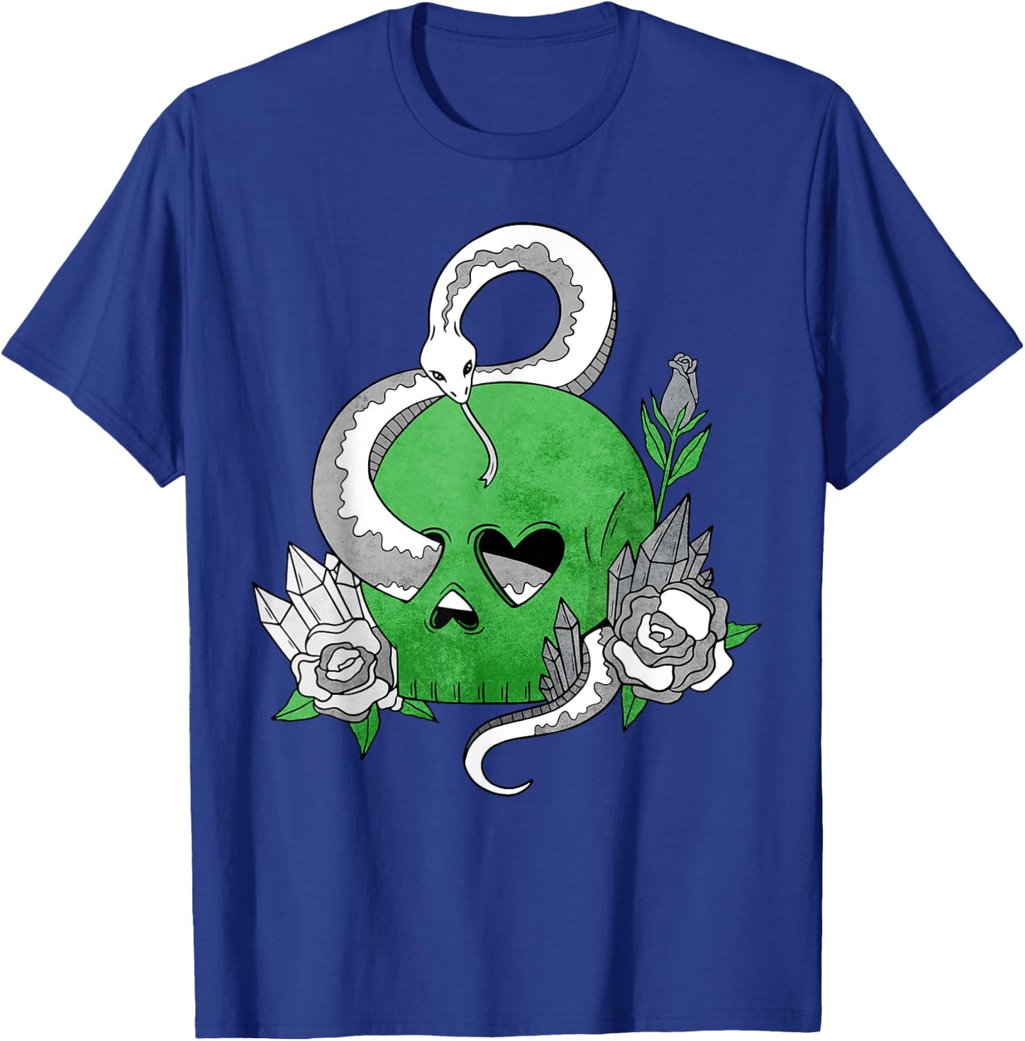 Demiromantic Pride Flag Skull Snakes Roses Sublte LGBTQ T-Shirt - T-Shirt | Royal