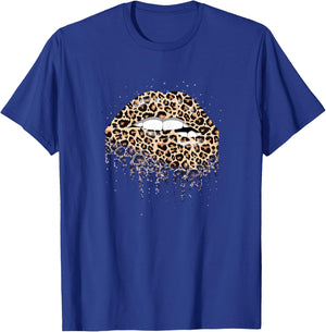 Sexy Women's Lips with Leopard Print for Wild Cats Trend T-Shirt - T-Shirt | Royal