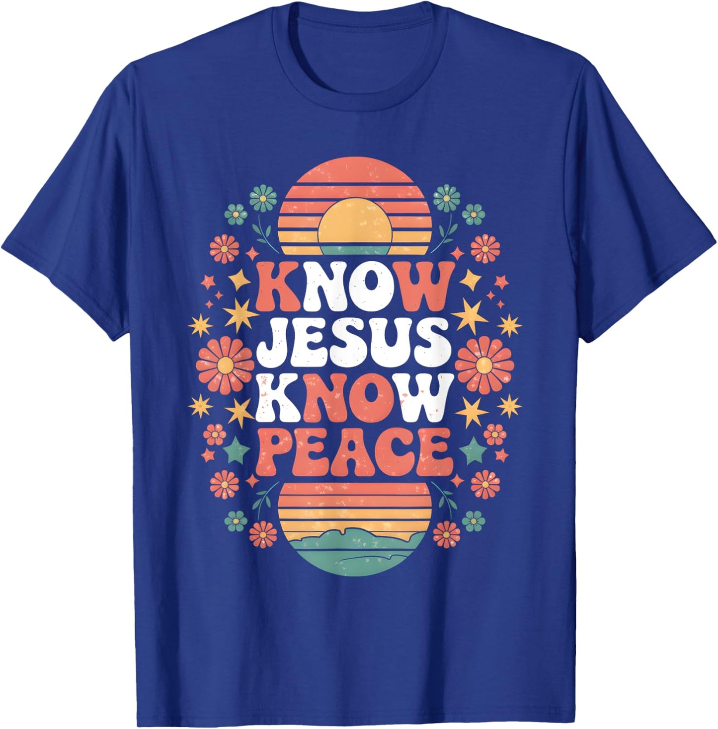 Know Jesus Know Peace Christian God Faith Men Women Kids T-Shirt - T-Shirt | Royal