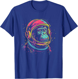 Astronaut Chimp Monkey, Spaceman Chimp Neon design T-Shirt - T-Shirt | Royal