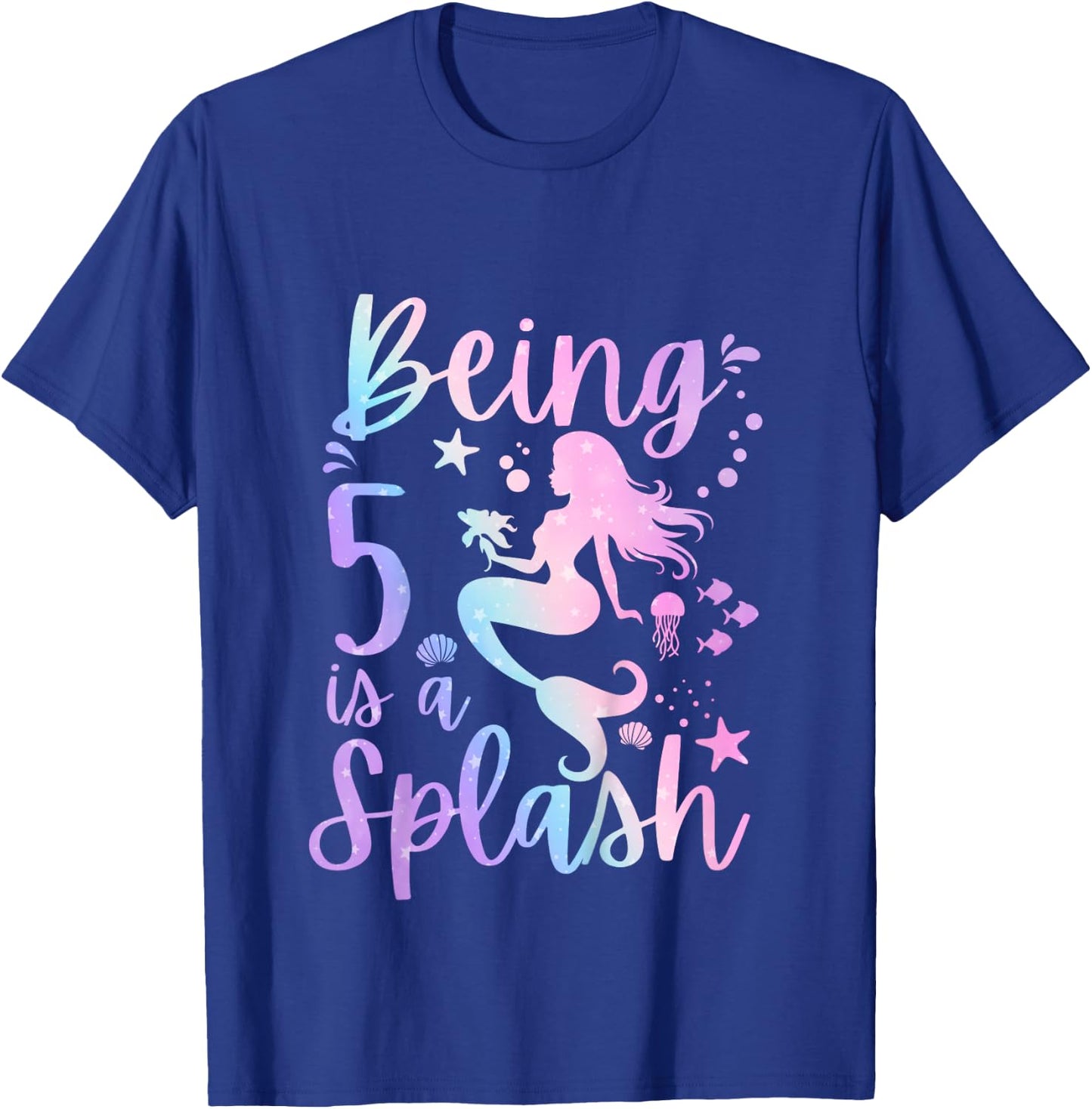 5 Year Old 5th Mermaid Birthday Under Sea Party Themed T-Shirt - T-Shirt | Royal