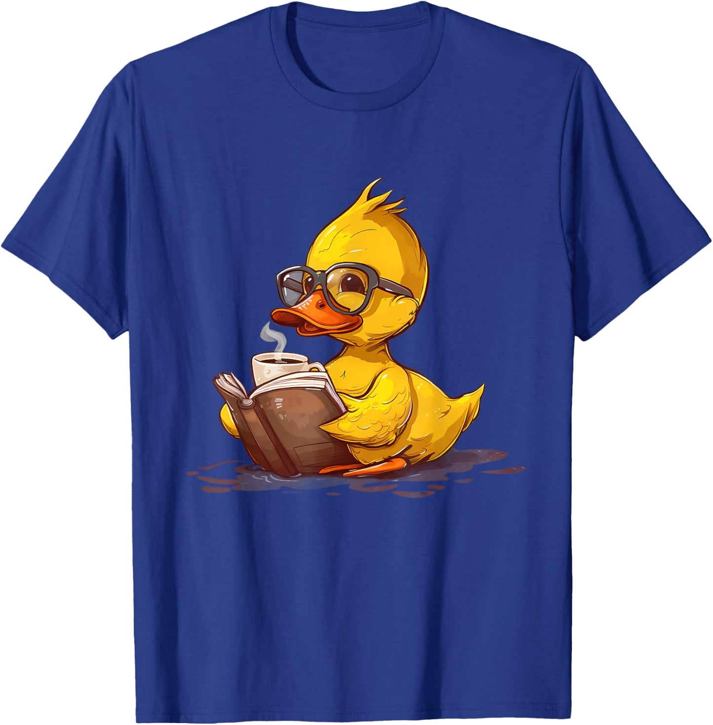Rubber Duck Reading Book Coffee Lover Reader Rubber Duckie T-Shirt - T-Shirt | Royal