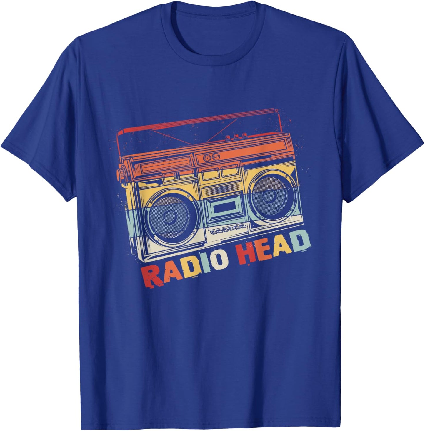 Vintage Radio In Head Music Matching Band Cassette Player T-Shirt - T-Shirt | Royal